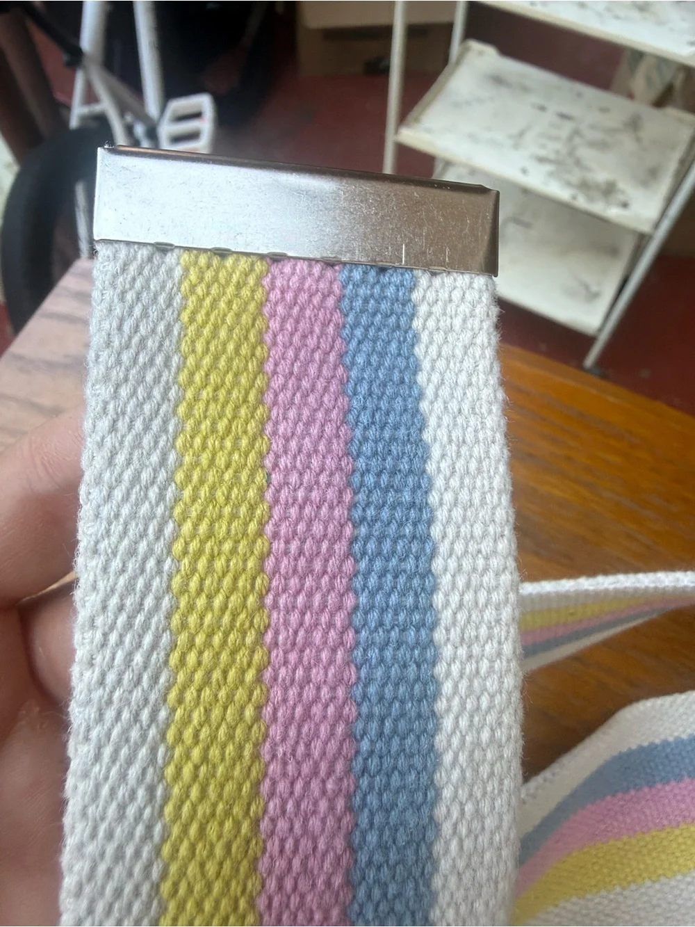 Vintage Belt 100% Cotton Metal Buckle Gait Mobility Unisex 60 inch rainbow Strip